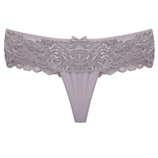 Annebra กางเกงใน ทรงตอง ผ้าลูกไม้ Thong Panty รุ่น AU3-663 สีม่วงอมเทา