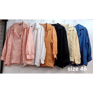 เสื้อสไตล์สูทเกาหลี เชิร์ตกระดุมหน้า ผ้านำเข้า อก 46 นิ้ว สวยมากใส่แล้วไม่ร้อน #เสื้อผ้าสาวอวบ #Plussize #เชิร์ตทำงาน