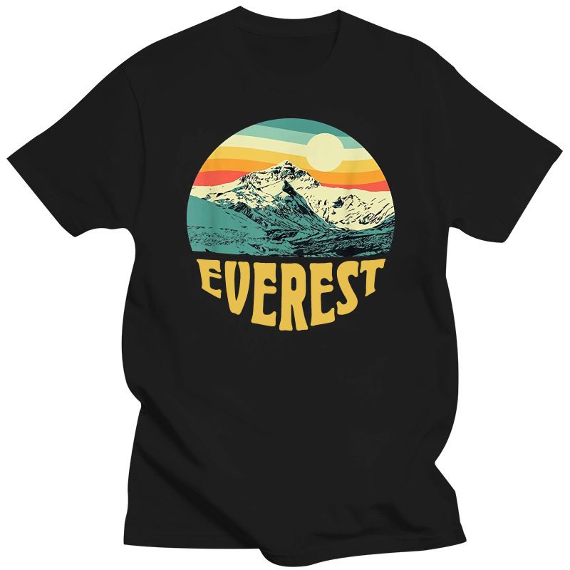 เสื้อยืด cotton เสื้อผ้าบุรุษ Mount Everest หิมาลัยแลนด์มาร์ค - วินเทจ 80S เสื้อยืดกราฟิก(1)