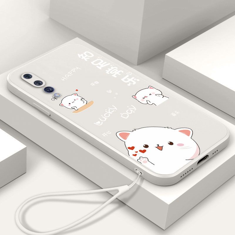 เคสมือถือ tpu แบบนิ่ม ลายแมวน่ารัก กันลื่นไถล กันสิ่งสกปรก พร้อมสายคล้อง สําหรับ huawei p20 p20 lite p20 pro p30 p30 pro p30 lite