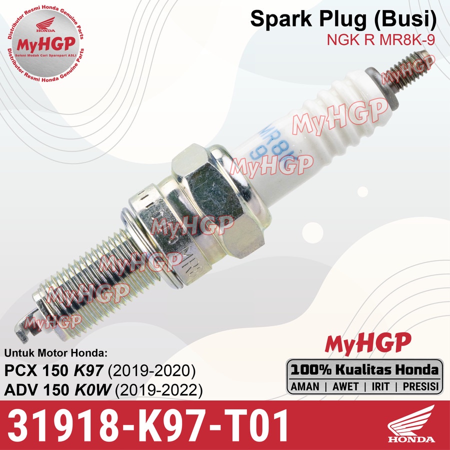 HONDA 31918-K97-T01 - NGK R MR8K-9 - หัวเทียน PCX 150 & ADV 150 บรรจุภัณฑ์ AHM หัวเทียนปลั๊ก MR8K9 M