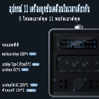 แหล่งจ่ายไฟเก็บพลังงานกลางแจ้งอัจฉริยะ Power Box พาวเวอร์แบงค์ฉุกเฉิน แบบพกพา Power Station 600W แบตเตอรี่สำรองฉุกเฉิน