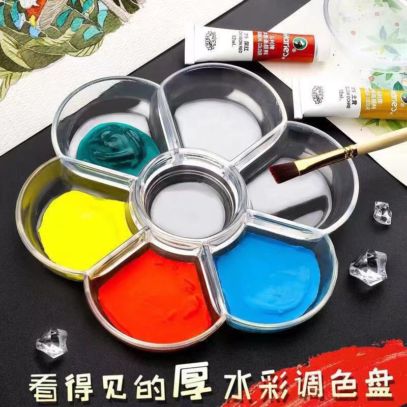 กล่องพลาสติก สีใส รูปดอกไม้ มี7ช่อง ขนาด17ซม. สูง2ซม. ฝาเปิดปิด ใส่อุปกรณ์ DIY เครื่องประดับ