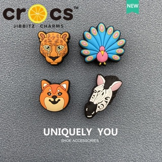 jibbitz crocs charms แท้ ตัวติดรองเท้า Zoo Series กระดุม รูปม้าลาย นกยูง สําหรับตกแต่งรองเท้า