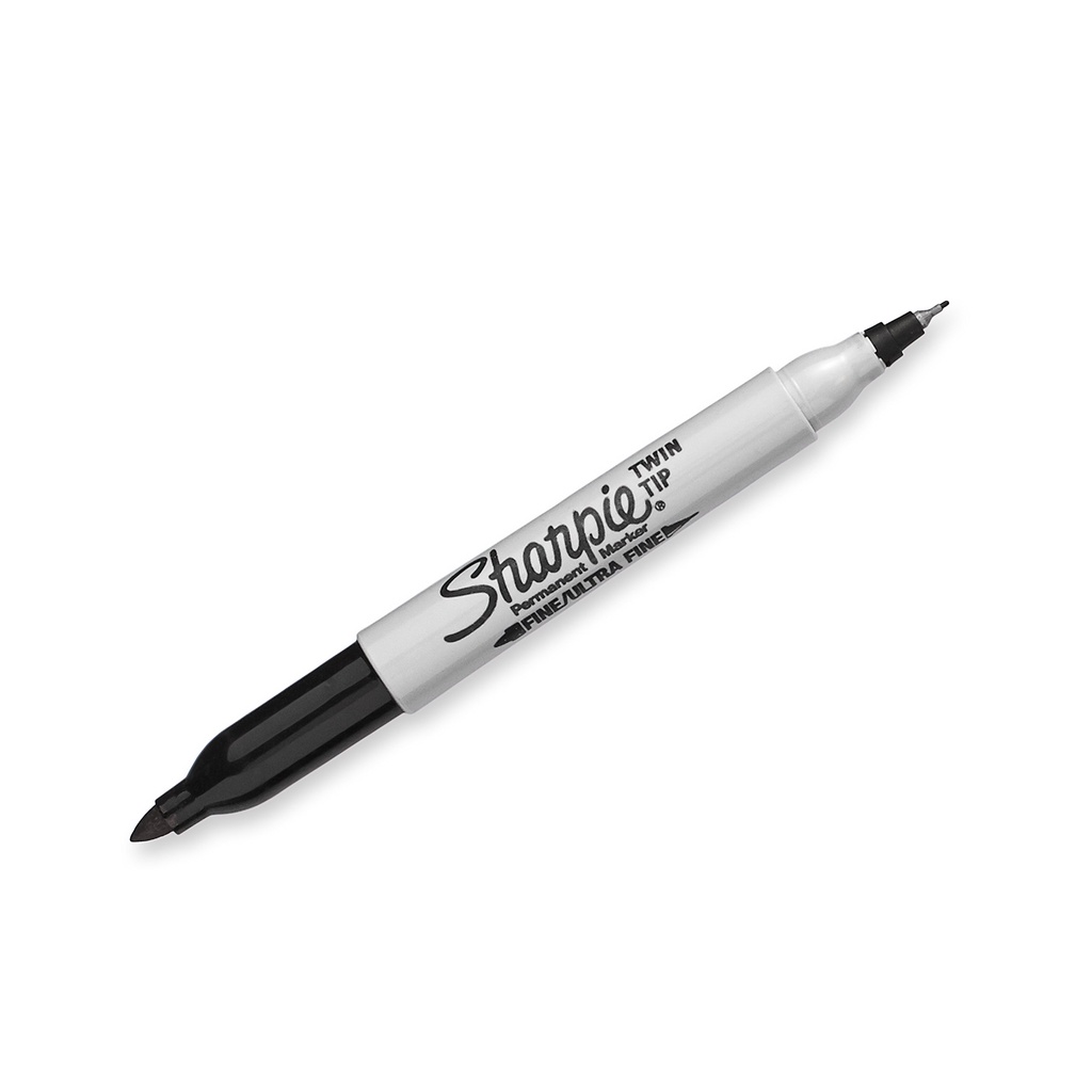 Twin Tip Sharpie สีดำ ปากกาชาร์ปี้ 2 หัว สีดำ ปากกามาร์คเกอร์ Permanent Marker ปากกาเขียนแก้ว พลาสติก ผ้า ชาร์ปี้