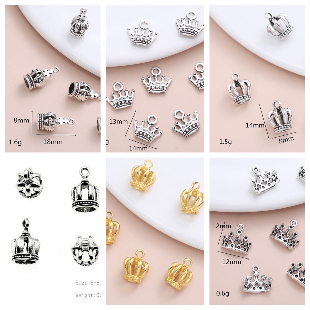 จี้รูปมงกุฎหลายแบบ จี้ห้อยสีเงิน สีทอง  ราคาต่อหนึ่งชิ้น จี้โลหะผสมราคาถูก พร้อมส่งในไทย