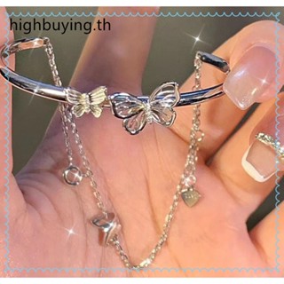 [highbuying]สร้อยข้อมือโซ่ สองชั้น ประดับโบว์ สไตล์เกาหลี แฟรี่ ไฮเอนด์ แฟชั่นสําหรับผู้หญิง