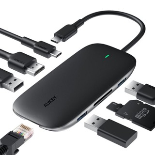 AUKEY CB-C71 8 in 1 USB C Hub with Ethernet Port, 4K USB C to HDMI Black