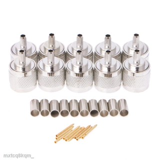 ♘Pcf* 10 ชิ้น N Male Plug Crimp Rg58 Rg142 Lmr195 Rg400 ตัวเชื่อมต่อสายเคเบิ้ลคู่