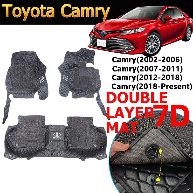 พรมปูพื้นรถยนต์ 2 ชั้น สําหรับ Toyota Camry (ปัจจุบันปี 2002) XV70 XV50 ACV40 ACV30 2022 2010 2012 2014 2009 2008
