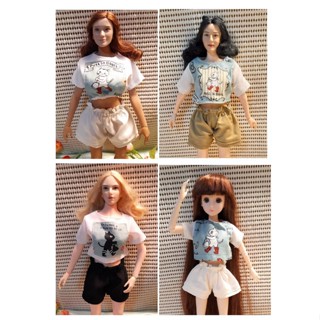 1/6 Barbie บาร์บี้ แอคชั่นฟิกเกอร์ ผู้หญิง Action Figure TBLeague ลายแมว เสื้อ กางเกง ขาสั้น ดำ ขาว ครีม ของเล่น วัยรุ่น