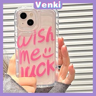 VENKI - Case For iPhone 14 Pro Max TPU Soft Jelly Airbag Case Pink Words Clear Case Camera Protection Shockproof For iPhone 14 13 12 11 Plus Pro Max 7 Plus X XR