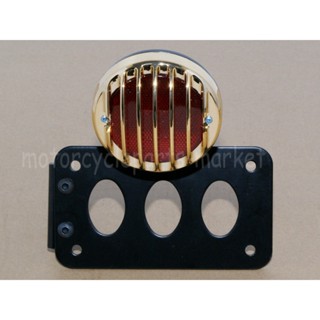 Motorcycles Black w/ Gold Grill License Plate Bracket LED Taillights Side Mount For Harleys choppers Sportster Bobber cu