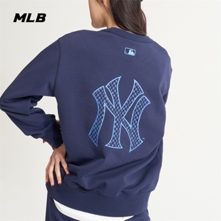 Mlb เสื้อกันหนาวลําลอง คอกลม ทรงหลวม สไตล์เรโทร สําหรับผู้ชาย ผู้หญิง MTM01