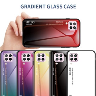 Huawei Nova 7i Case Gradient Tempered Glass Back Phone Cover Casing กรณี