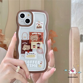 เคสโทรศัพท์มือถือ TPU นิ่ม กันกระแทก ปิดด้านหลัง ลายการ์ตูนหมี กาแฟน่ารัก สไตล์วินเทจย้อนยุค สําหรับ iPhone 11 12 13 14 Pro MAX XR 6 6s 7 8 14 Plus X XS MAX SE 2020