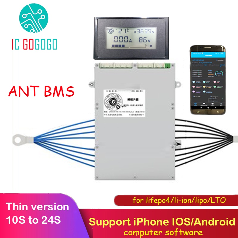 บางรุ่น 10S ถึง 24S สมาร์ท 550A 300A 220A 125A 50A แบตเตอรี่ลิเธียมป้องกัน ANT BMS Lipo lifepo4 20S 