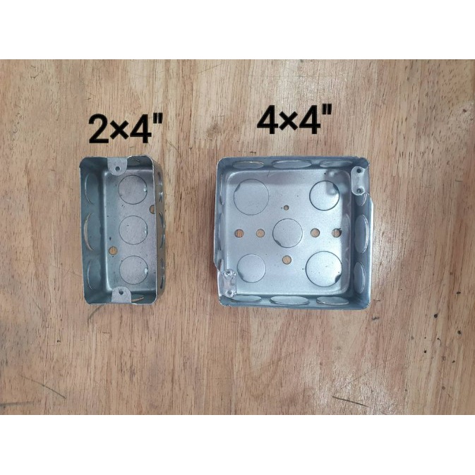 บล็อกฝังเหล็ก แบบตื้น บล็อกพักสายไฟเหล็ก มี 2 ขนาด (2" x 4") และ (4" x 4")