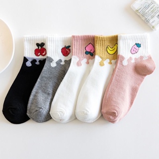 ถุงเท้าแฟชั่น 5 คู่  ราคาถูกคุณภาพดี cotton sock พร้อมส่ง