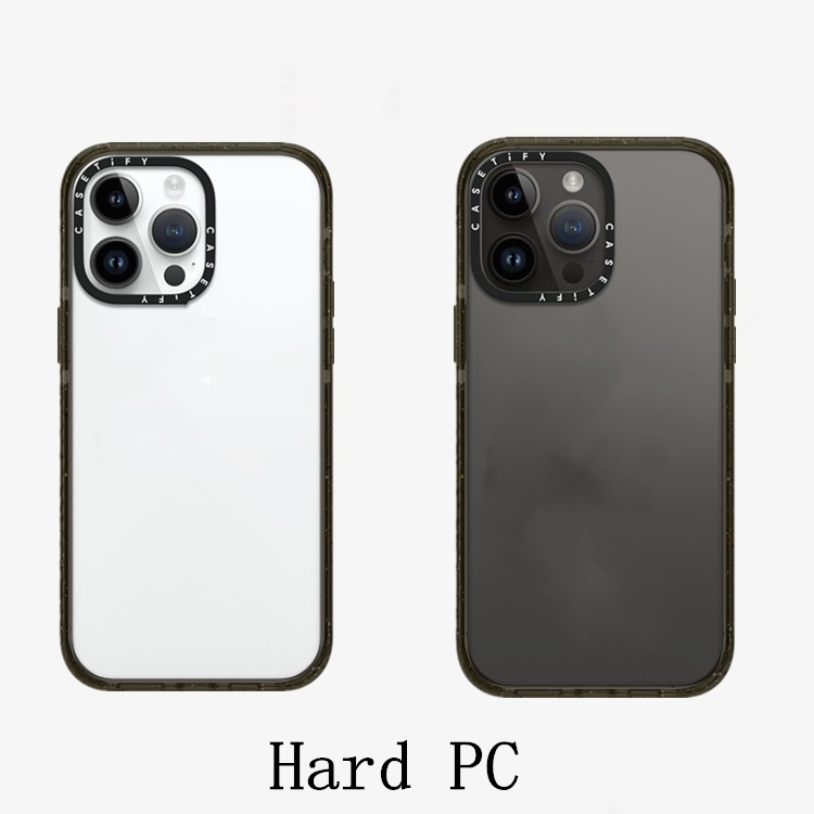 เคสโทรศัพท์มือถือ PC อะคริลิคแข็ง แบบใส สีดํา CASETI สําหรับ iPhone 15 14 15Pro 11 12 13 Pro Max