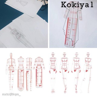 ✾♨♤[kokiya1] ชุดไม้บรรทัดแม่แบบแฟชั่น 4 โมเดล สําหรับตัดเย็บเสื้อผ้า