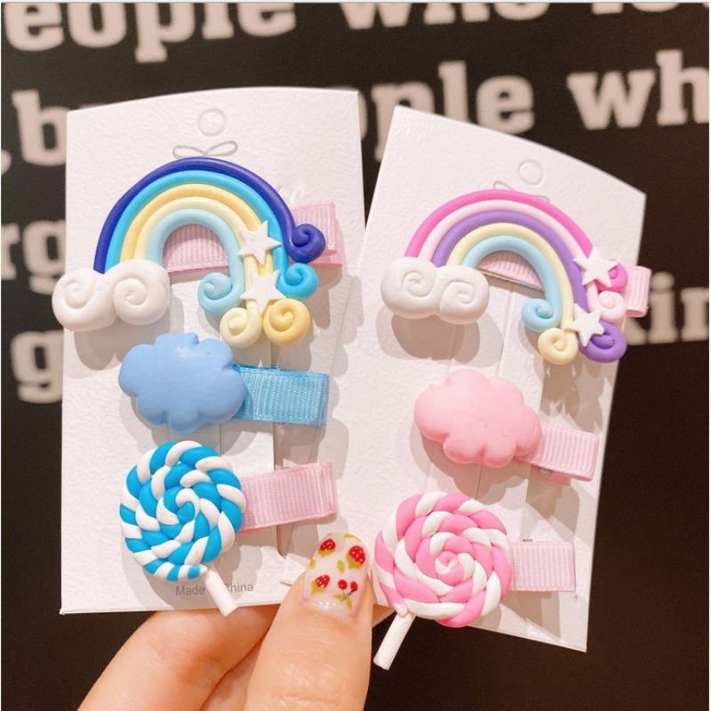 GIU-กิ๊ปลูกกวาดสายรุ้ง สีพาสเทล🌈