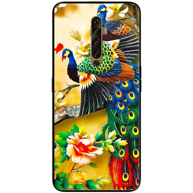 Oppo Reno 2f - Reno 2z - Reno 6 - Reno 6z - Reno 7z 5G / A96 5G - Reno ACE เคสโมเดลดอกไม้นกยูง