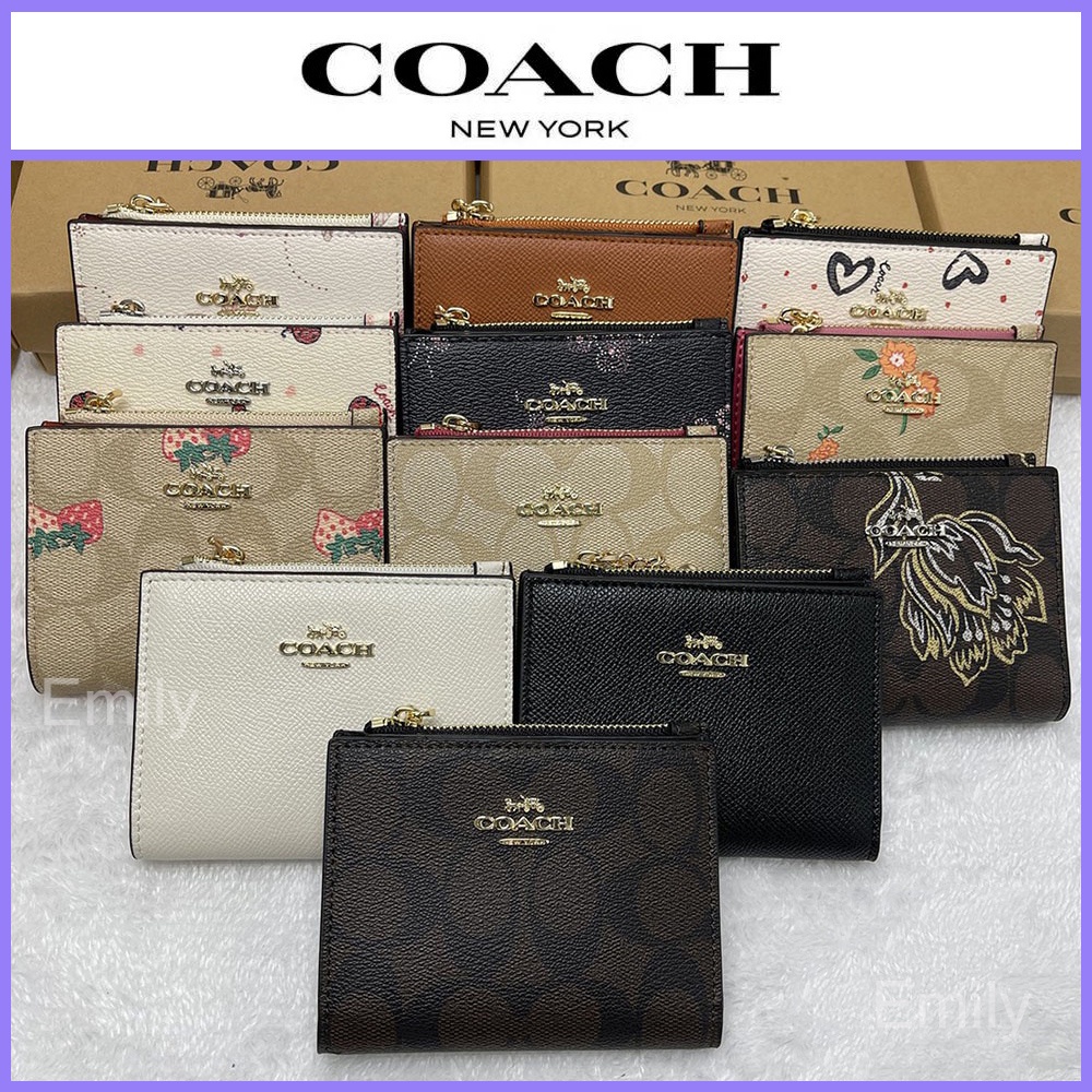 กระเป๋าสตางค์ COACH SNAP 2พับ WALLET IN SIGNATURE CANVAS