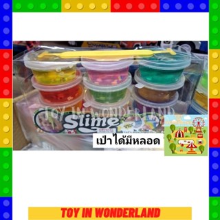 Slime สไลมเป่าได้มีหลอด 1 เซท 12 กระปุก ของเล่น  มาใหม่