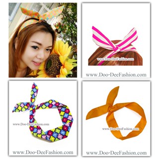 ผ้าคาดผมหูกระต่าย,โครงลวดดัดคาดผม,ผ้าคาดผมลวดดัด,Ribbon Bunny wire headband (กดที่รูป เพื่อดูแบบอื่นๆ ได้เลยค่ะ)