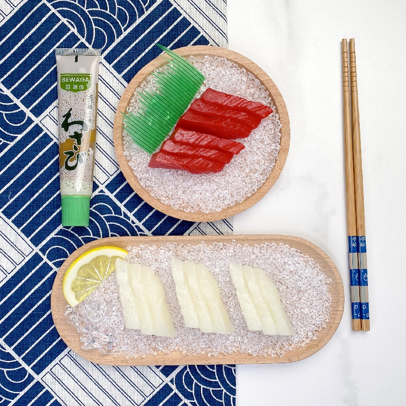 โมเดล ซาซิมิ อาหารญี่ปุ่น ซาซิมิปลอม แบบจำลองอาหารญี่ปุ่น ตกแต่งร้านค้า พร๊อพถ่ายภาพ props