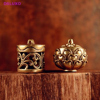 Dsluxo ขายดี พวงกุญแจทองเหลือง จี้รูปดอกบัว Ch นําโชค สไตล์จีน สําหรับรถยนต์ 1 ชิ้น