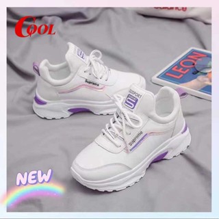 COOL SHOES (มาใหม่ AR-1919-2)  รองเท้าผ้าใบผู้หญิง เสริมส้น 5 ซม.