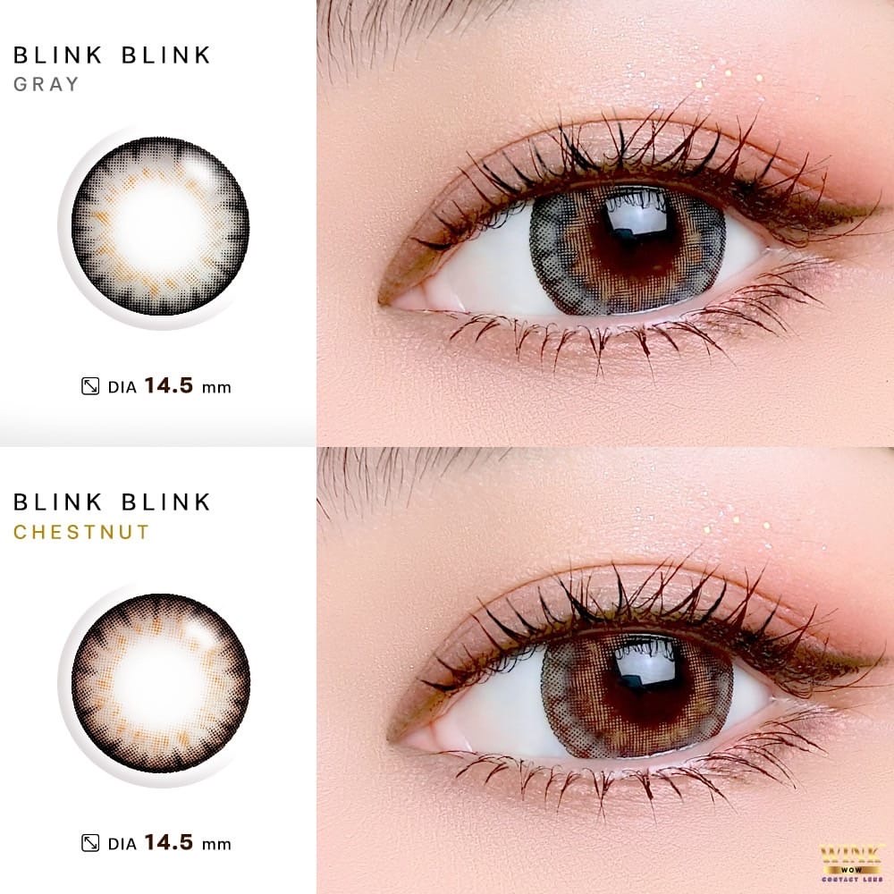 คอนแทคเลนส์ ตาโตแบบตุ๊กตา🌈Blink blink🌈 Chestnut / Gray (Wink) ขนาดบิ๊กอาย💖