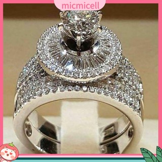 (micmicell) แหวนเพชรรัสเซียเครื่องประดับแฟชั่นสตรี 2 ชิ้น / ชุด