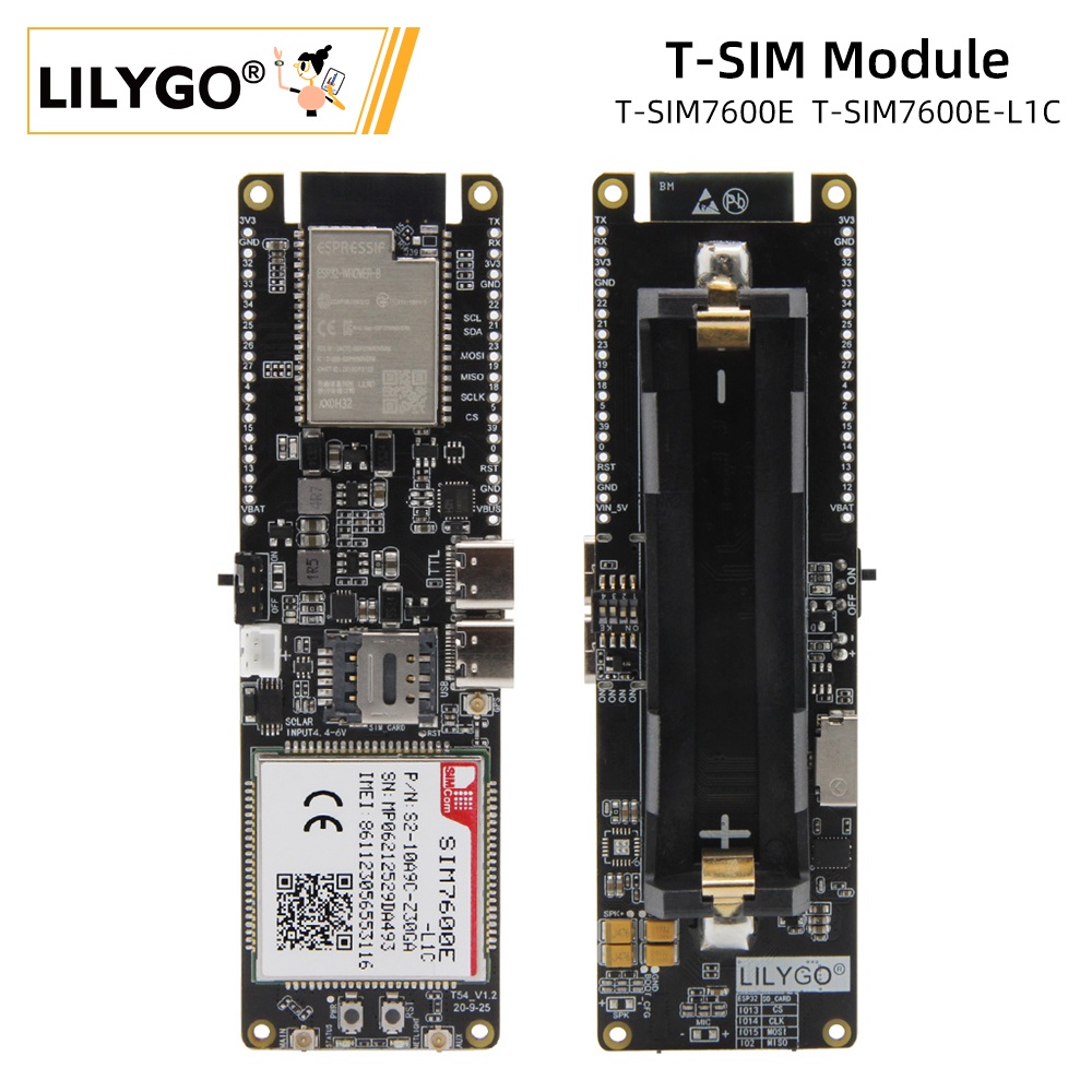 LILYGO® TTGO T-SIM7600E-L1C 4G LTE CAT4 USB Dongle  Module ESP32 Chip WiFi Bluetooth 18650 Battery H