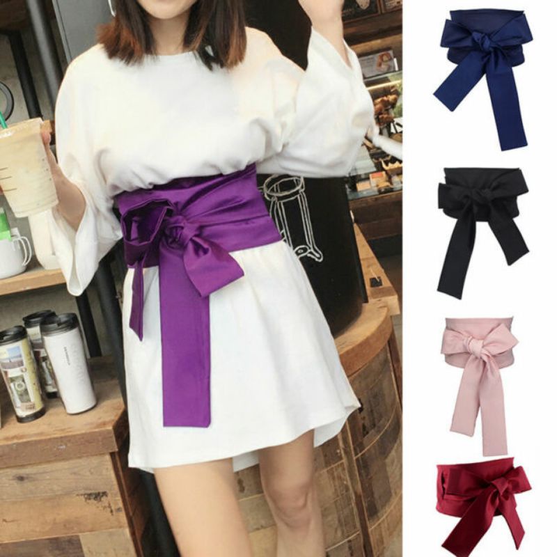 Obi belt เข็มขัดกํามะหยี่ซาติน Women เข็มขัดยาว (I22)