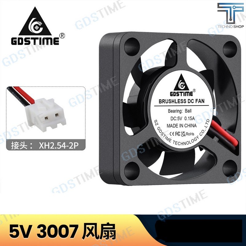 GDSTIME 3007 5V 30x30x7mm 30mm Brushless DC Axial Dual Ball Bearing Cooling Fan 3D Printer Fan Voron