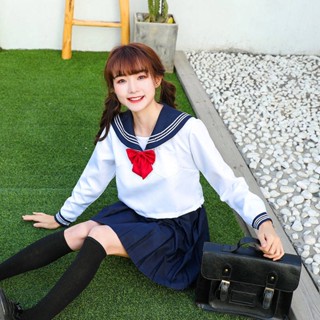 JK Uniform Skirt Basic Suit Orthodox White Three-book ชุดนักเรียนสไตล์วิทยาลัยญี่ปุ่นของแท้ชุดกะลาสีในสต็อก