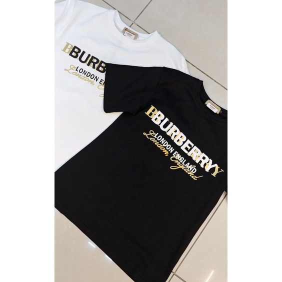 เสื้อยืดลําลอง ลาย Burberry LONDON ENGLAND สีดํา สไตล์ลําลอง