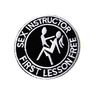 ตัวรีดติดเสื้อ Sex instructor ตลก ขำๆ ไบเกอร์ งานเท่ห์ๆ ตัวรีด (Size M) อาร์มรีด อาร์มรีดติดเสื้อ