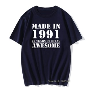 เสื้อยืดครอปเสื้อยืดแขนสั้น คอกลม ผ้าฝ้าย ลาย Family Made In 1991 สีดํา แฟชั่นสําหรับทุกเพศS-5XL