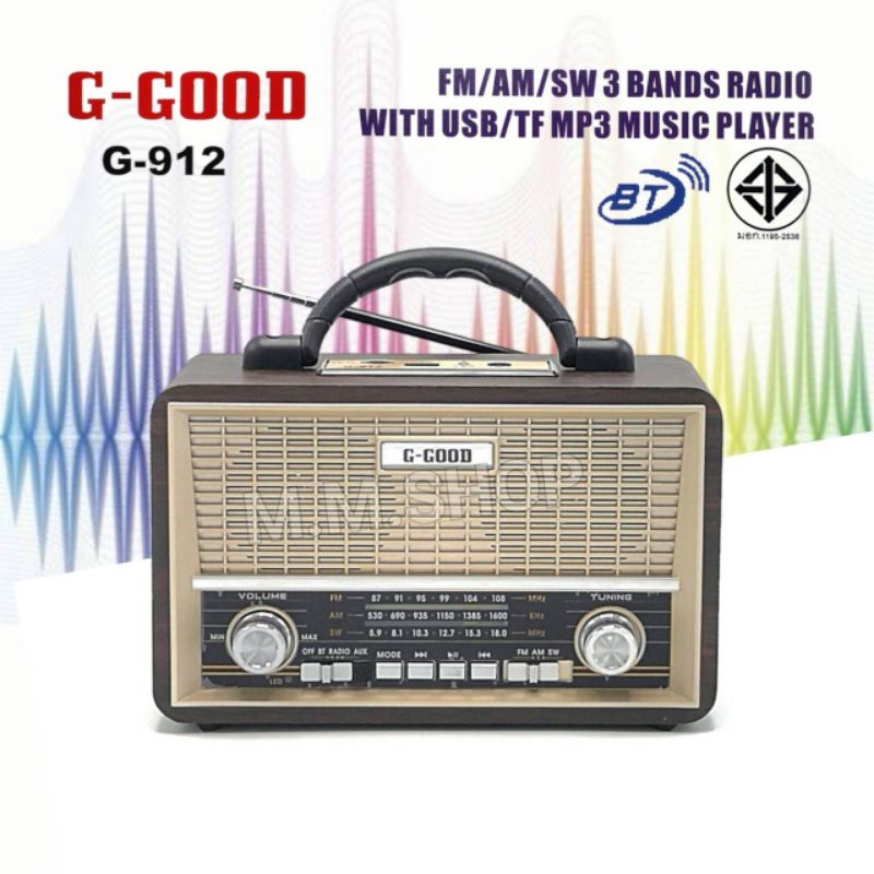 G-GOOD วิทยุ บลูทูธ/USB/ AM/FM/SW 3 BANDS รุ่น G-912
