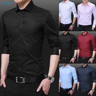 【HODRD】Mens Shirts Business Fashion Fit Formal Dress Long Sleeve Shirts Slim【Fashion】