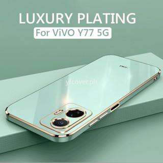 เคสโทรศัพท์มือถือแบบนิ่ม TPU กันกระแทก ขอบตรง หรูหรา สําหรับ Vivo Y77 Y75 Y55 Y50 Y35 Y30 Y33s Y33T 5G