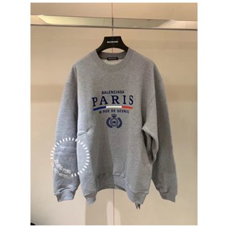 Balenciaga เสื้อกันหนาว คอกลม พิมพ์ลายมงกุฎข้าวสาลี สําหรับผู้ชาย และผู้หญิง