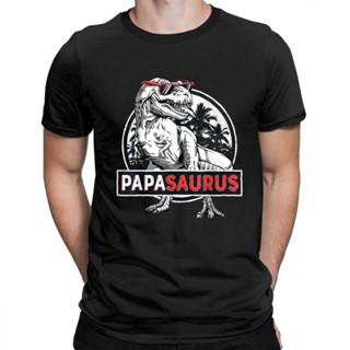 เสื้อยืด ปาปาซอรัส เสื้อยืดผู้ชาย T rex Papa Saurus ไดโนเสาร์ชายพ่อพ่อบอยท็อปส์ซู Tees ฤดูร้อนเสื้อยืดเสื้อยืด camiseta