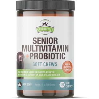 Strawfield Senior Multivitamin+Probiotic วิตามินรวมสุนัขแก่ บำรุงตับ ไต ข้อกระดูก หัวใจ สมอง เสริมภูมิ