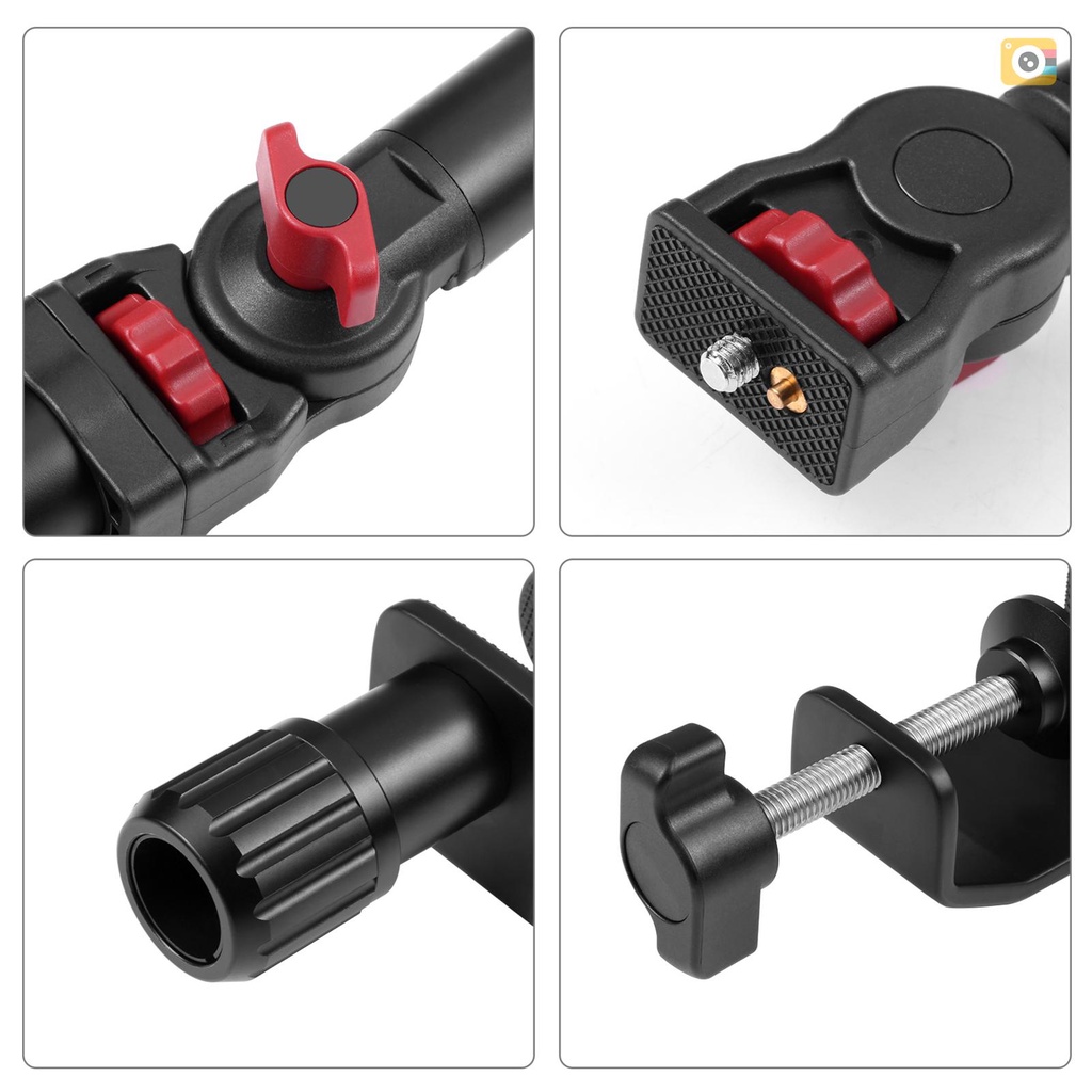 Puluz PU3103B อุปกรณ์เมาท์ขาตั้งอะลูมิเนียมอัลลอย 3 ส่วน ขยายได้ รับน้ําหนักได้ 3 กก. พร้อมแคลมป์หนีบโทรศัพท์ แท็บเล็ต กล้อง DSLR Sm