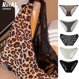 Royalunderwear กางเกงใน ลายเสือดาว ผู้หญิง เชือกยืด เซ็กซี่ สบาย ผ้าฝ้ายระบายอากาศ เอวต่ำ ไม่มีร่องรอย เซ็กซี่ร์ BBA81